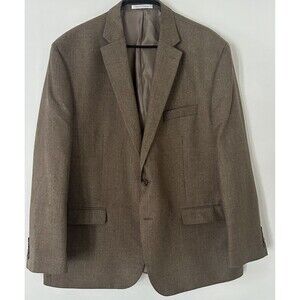 Chaps Ralph Lauren Mens 50R Blazer Brown Check Sport Coat 2 Button Lined Jacket